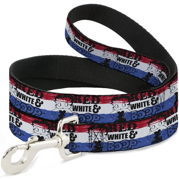 Fleischer Studios, Inc. Pet Leash, Dog Leash, Betty Boop Red White and Boop Americana Stripe Red White Blue, 6 Feet Long 1.0 Inch Wide