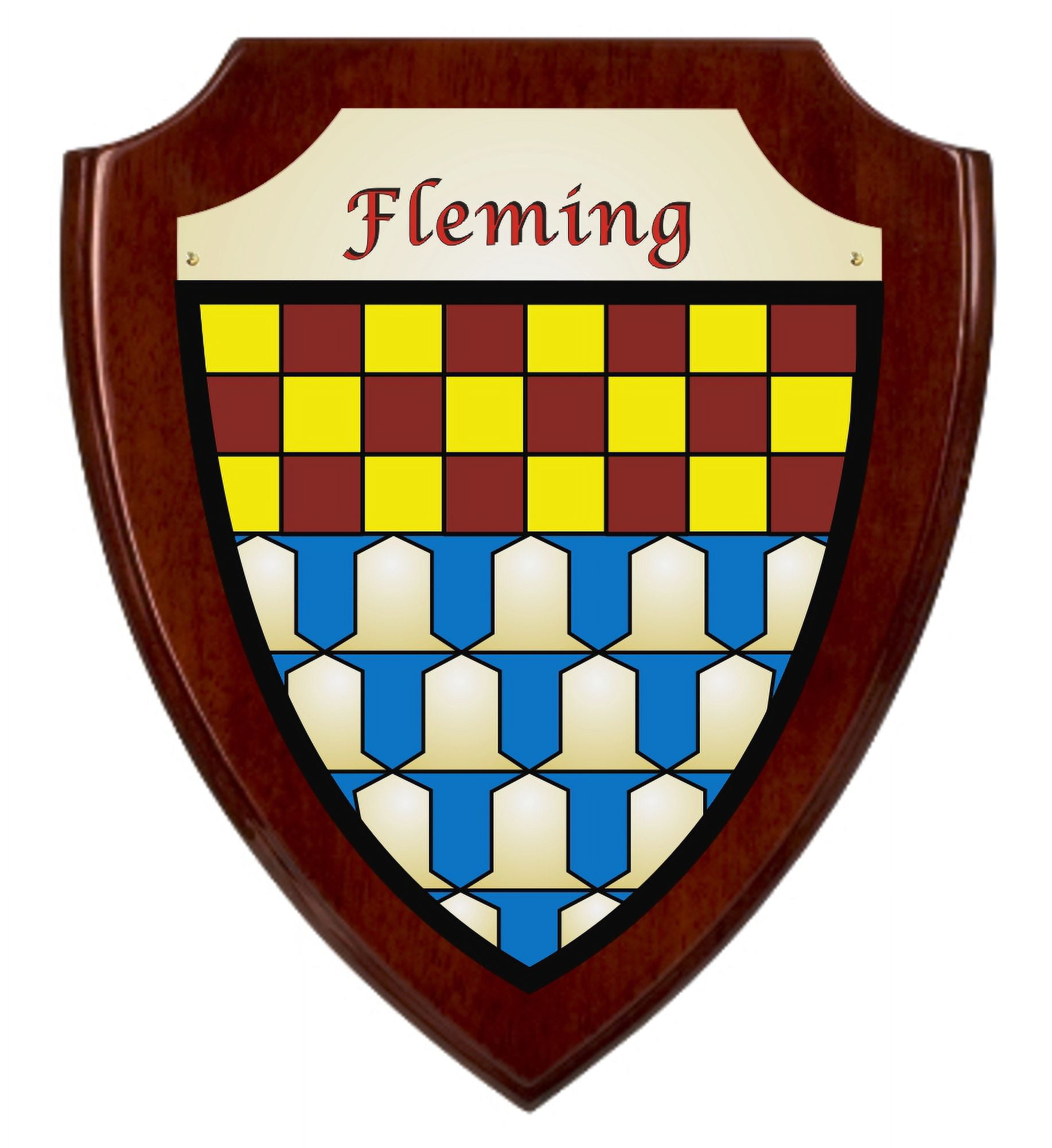 Fleming Irish Coat of Arms Shield Plaque - Rosewood Finish