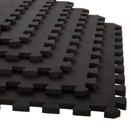 Fleming Black Interlocking EVA Foam Floor Tiles, 24" x 24", Pack of 6