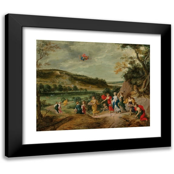 Flemish School 18x15 Black Modern Framed Museum Art Print Titled - Mercury in Love with Herse (Ovid, Met. II, 710-731) (17th Century)