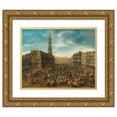 thumbnail image 1 of Flemish School 18x15 Gold Ornate Wood Frame and Double Matted Museum Art Print Titled - A Market Scene on the Grand Place in Brussels (circa 1670), 1 of 4