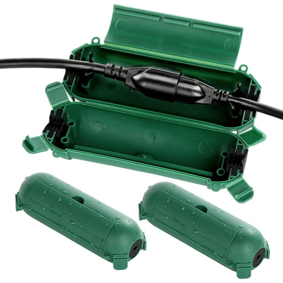 Flemoon 18 Gauge Green 1 Outlet Outdoor Extension Cord Safety Cover, 3 Pack