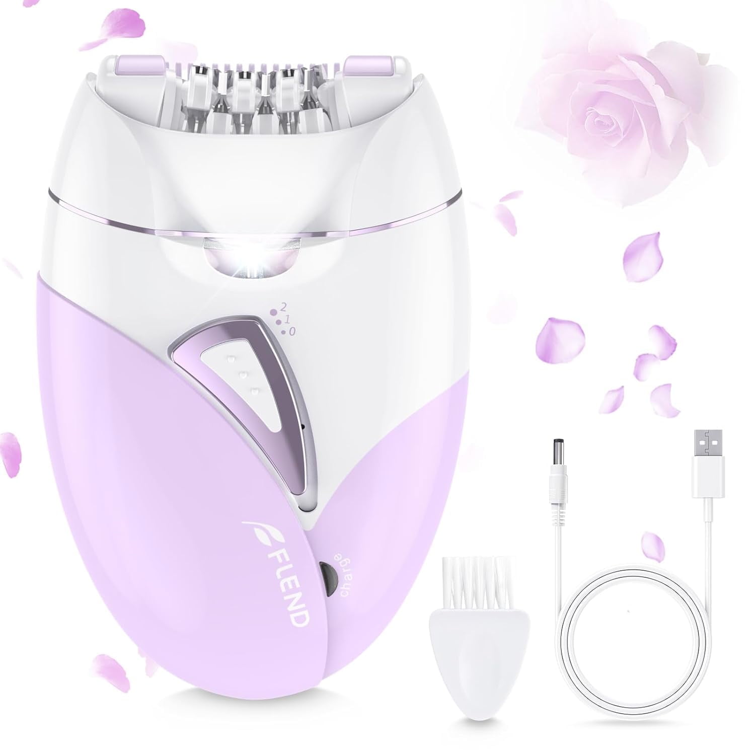 Flend Hair Epilator Removal for Women, USB Rechargeable Hair Remover Electric Tweezers, Cordless Epilator for Women Face Hair Remover with LightHair Rmoval with Portable and Compact Design
