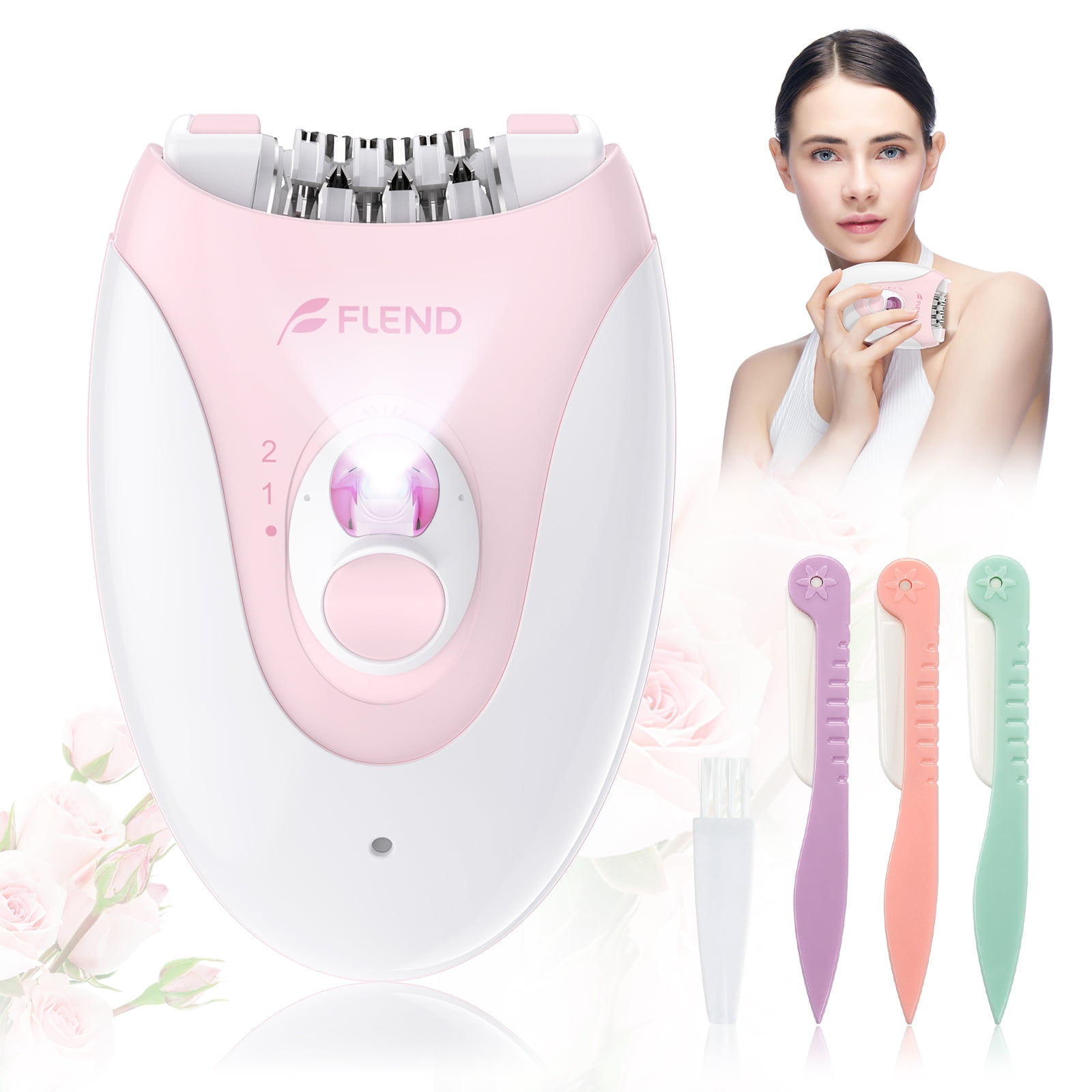 Flend Smooth Glide Epilator for Women Facial Hair, Hair Removal Device with 36 Tweezers, 2 Speeds Hair Removal, Hair Removal for Women Legs/Face/Bikini/Arms,Womens Electric Shaver Smooth Skin