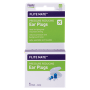 Flents Ear Plugs, Ear Plugs for Flying, 1 Pair with Case, Pressure Reducing, NRR 29