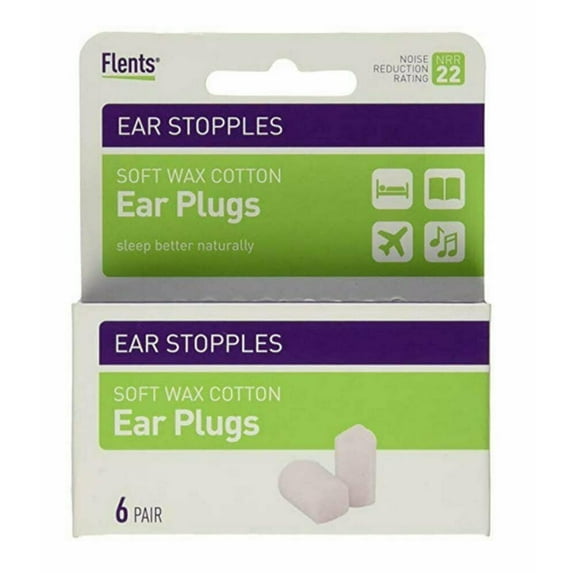 Flents Ear Stopples Wax-Cotton Ear Plugs 6 Pairs Pack of 5