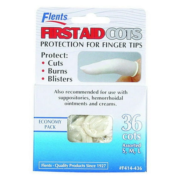 Flents Firstaid Finger Cots Protects From Finger Cuts, Assorted, 36 Ea, 6 Pack