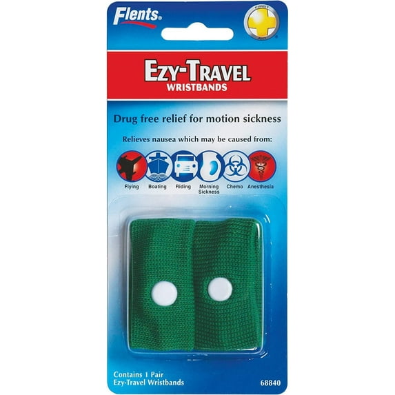 Flents Motion Morning Sickness Wristband, Relieved Nausea, Great for Flying, Assorted Colors (Pack of 2)