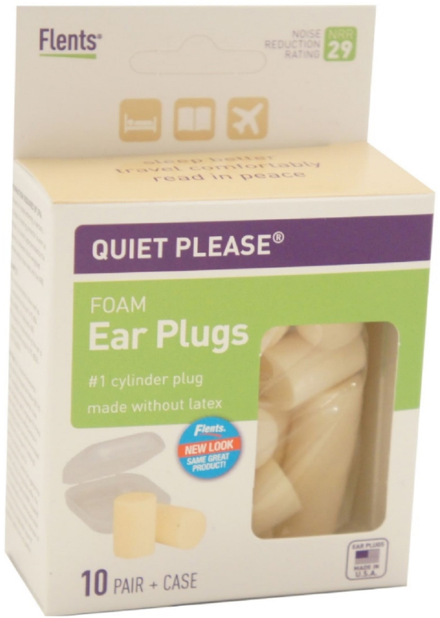 Flents Protechs Quiet Please Foam Ear Plugs Hearing Protection Includes Case, 10 Pairs