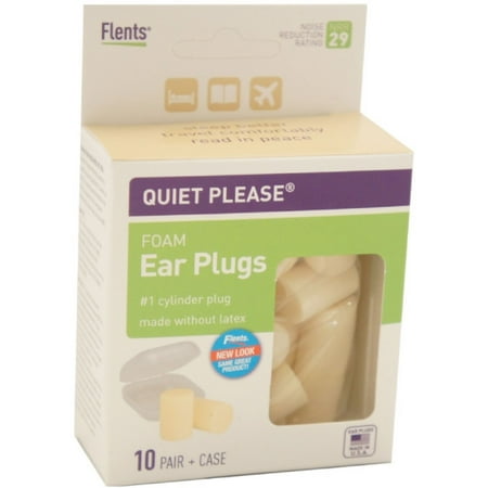 Flents Protechs Quiet Please Foam Ear Plugs Hearing Protection Includes Case, 10 Pairs