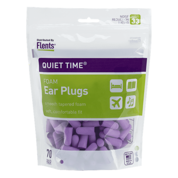 Flents Quiet Time® Soft Comfort Ear Plugs (NRR 33), Made in the USA (70 Pair)
