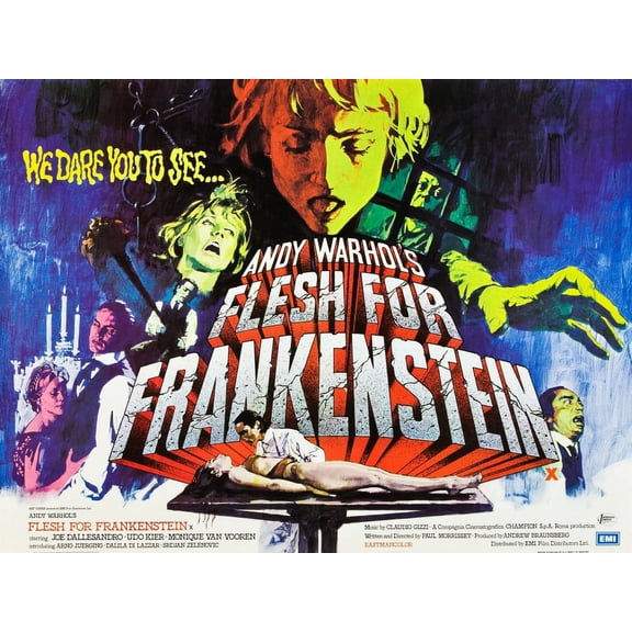Flesh For Frankenstein Monique Van Vooren Joe Dallesandro Udo Kier Dalila Di Lazzaro On British Poster Art 1973. Movie Poster Masterprint (14 x 11)
