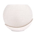 thumbnail image 1 of Fleshy Plants Planter, Modern Woven Textured Two-Tone Plastic Flower Pot with Saucer, 4.72In Round Decorative Bonsai Pot for Home Living Room Office Decor, 1 of 6