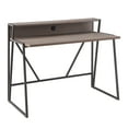 thumbnail image 1 of Leick Home Fletcher Contemporary Writing Desk with Single-Shelf, Roughsawn Oak/Gunmetal, 1 of 16