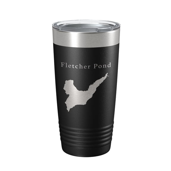 Fletcher Pond Tumbler Lake Map Travel Mug Insulated Laser Engraved Coffee Cup Michigan 20 oz Black
