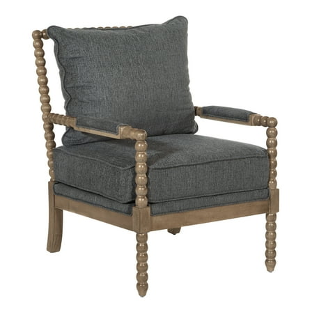 Fletcher Spindle Chair in Charcoal Fabric with Rustic Brown Finish