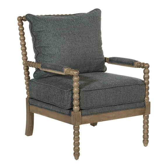 Fletcher Spindle Chair in Charcoal Fabric with Rustic Brown Finish