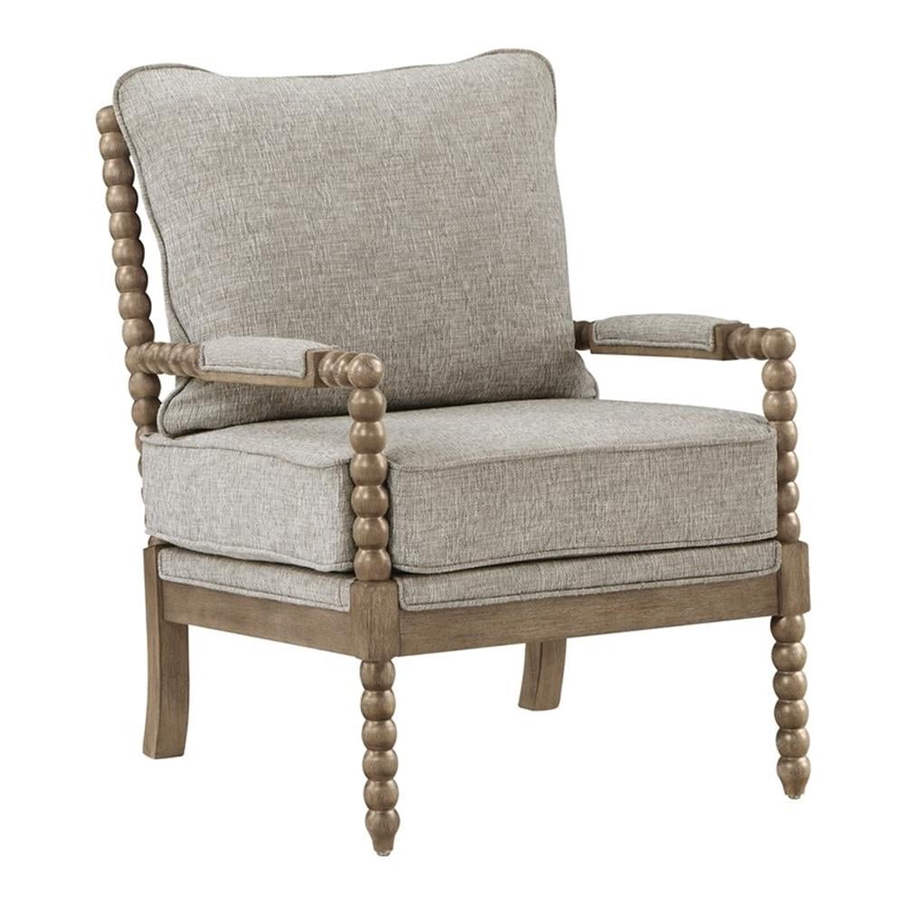 Rustic Spindle Chair Fletcher Spindle Chair in Fog Brown Fabric with Rustic Brown Finish ...