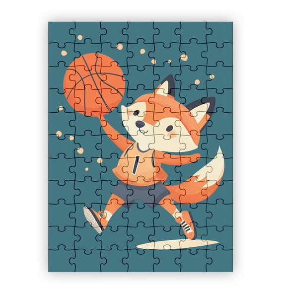 Fletcher the Layup Fox Jigsaw Puzzle by Dancing Littles Jungle - 88 Pieces