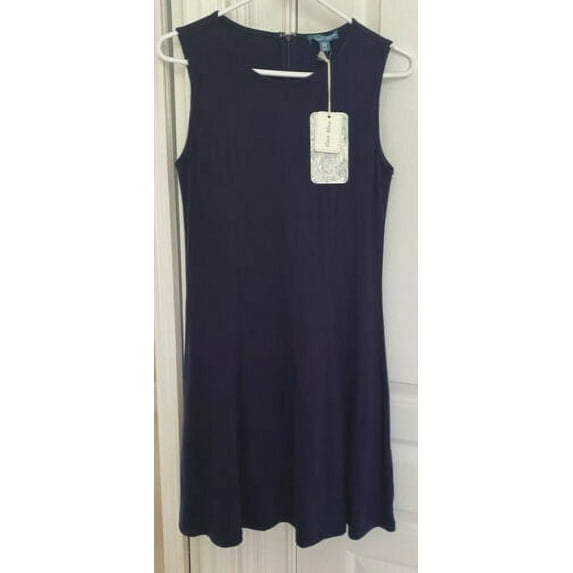 Fleur Bleue Antropolgie Women Navy Blue Jersey Beautiful Dress Small Sleeveless NEW with tags