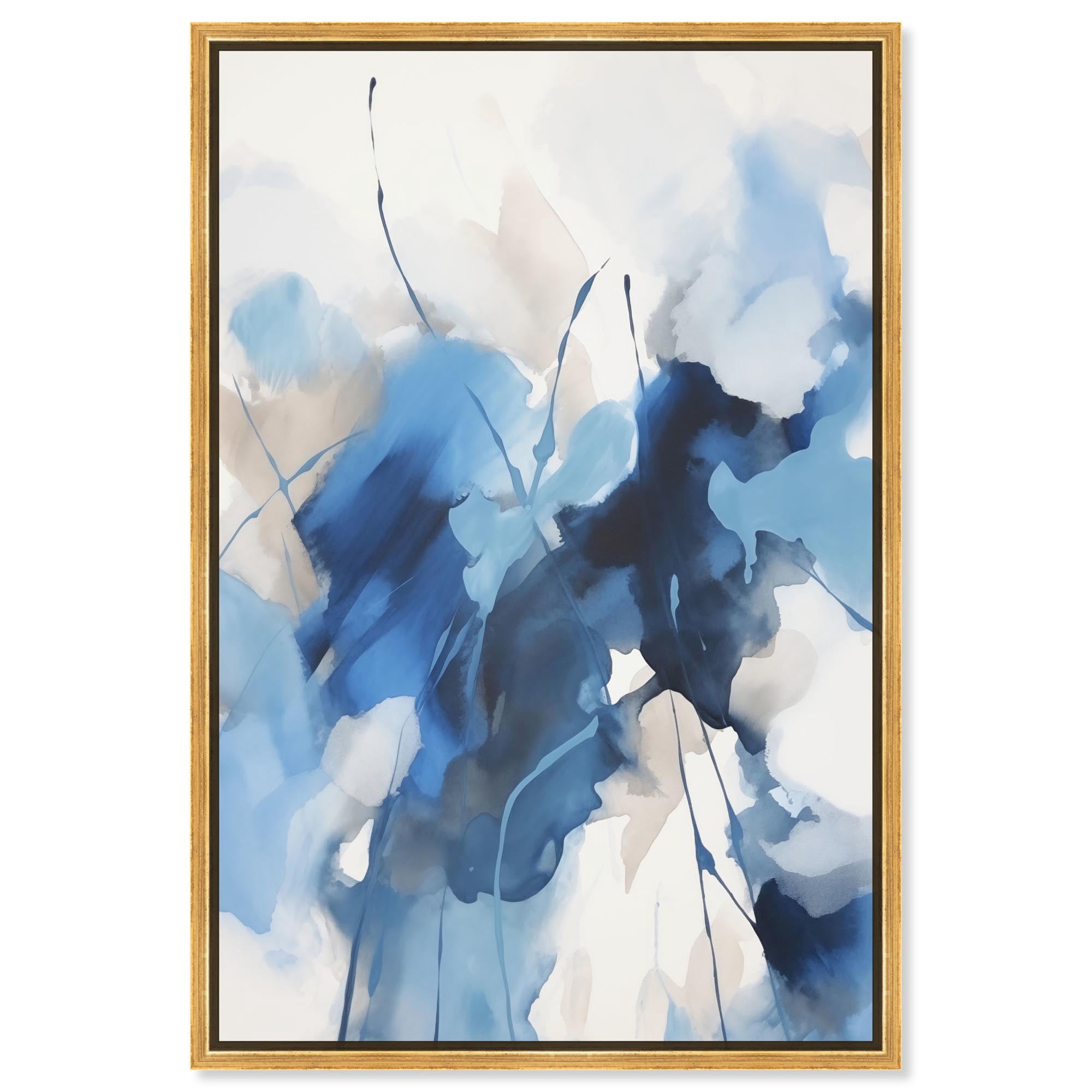 Fleur Bleue I Canvas Coastal Abstracts by Art Remedy, Gold Frame, 36 x ...