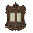 Two Socket Outlets Fleur-De-Lis 2-Gang Switchplate, Wood-Like Tone, Double Rocker/Dimmer ...