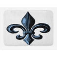 thumbnail image 1 of Fleur De Lis Bath Mat, Antique Victorian Motif Closeup with Digital Grunge Effects French, Plush Bathroom Decor Mat with Non Slip Backing, 29.5" X 17.5", Pale Azure Blue Black, by Ambesonne, 1 of 2
