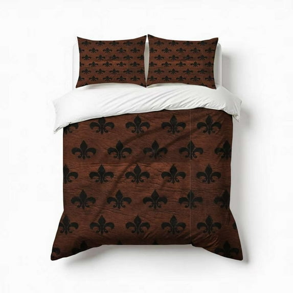 Fleur De Lis Bedding Set 3 Pcs Soft Microfiber Quilt Cover For Bedroom Decor, Comforter Cover With 2 Pillowcase