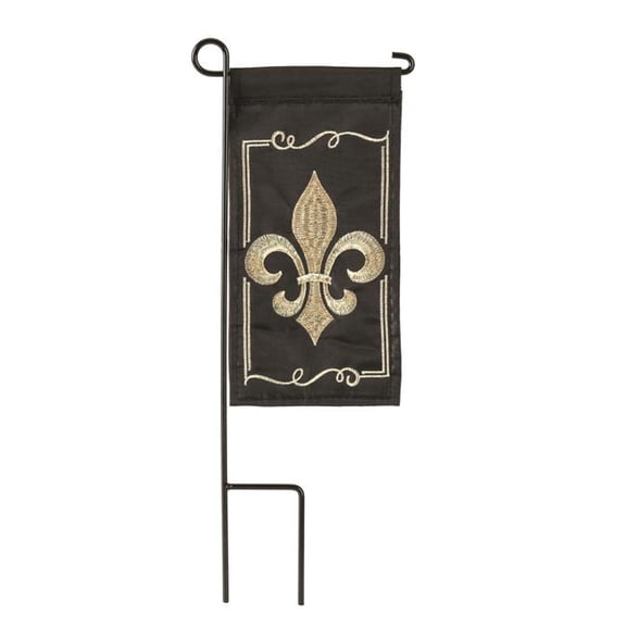 Fleur De Lis Burlap Mini Flag - Multicolor - 13 x 18 in. - Durable Polyester