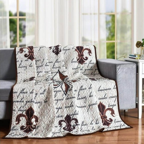 Fleur De Lis Cajun French Throw Blanket Quilt Louisiana Bayou Poster Phrase