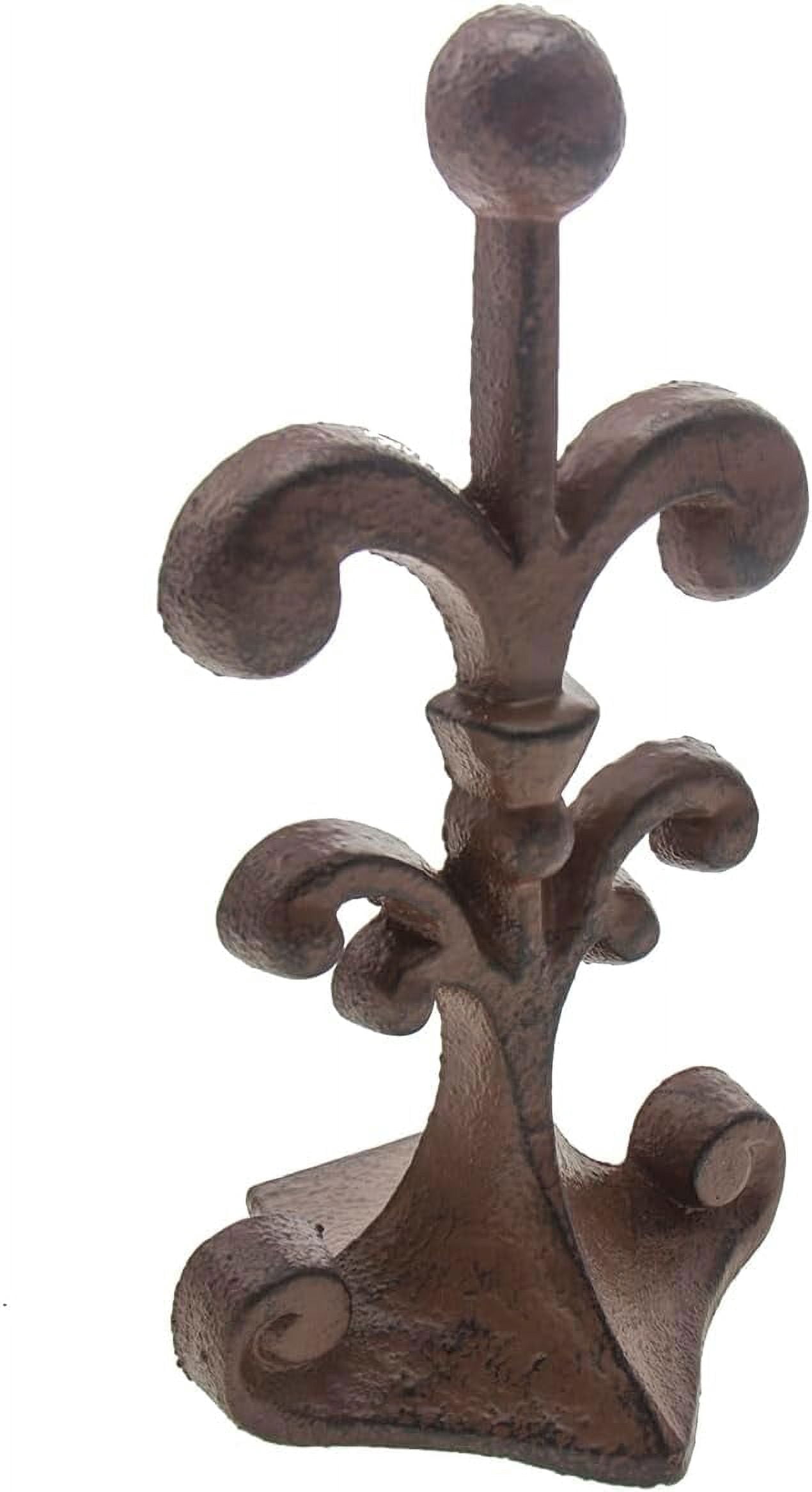 Comfify Cast Iron Fleur De Lis Doorstop Wedge with Felt Bottom 7.75 x 4 x 3.5 Inch Antique Rust Brown
