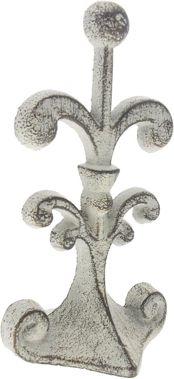 Comfify Door Stop, Cast Iron, Fleur-De-Lis Design, Felt Bottom, White Finish