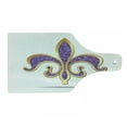 thumbnail image 1 of Fleur De Lis Cutting Board, Ornate Heraldic Design in Nostalgic Medieval Antique Elements, Decorative Tempered Glass Cutting and Serving Board, Wine Bottle Shape, Yellow Purple, by Ambesonne, 1 of 1