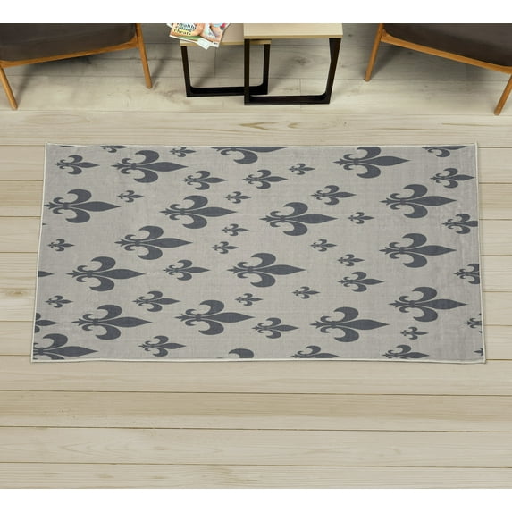 Fleur De Lis Decorative Rug, Lily Pattern Classic Retro Royal Vintage European Iris Ornamental Art, Quality Carpet for Bedroom Dorm and Living Room, 6 Sizes, Taupe Grey, by Ambesonne