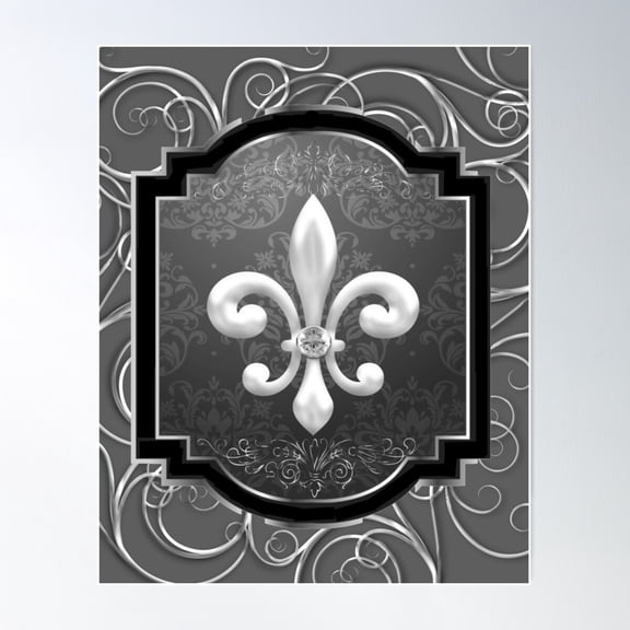 Fleur De Lis Design Poster Wall Art, Modern Wall Decor For Living Room Bedroom, 24x36 UNFRAMED