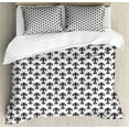 thumbnail image 1 of Fleur De Lis Duvet Cover Set Queen Size, Historical European Heraldry Symbol with Rich Iris Buds and Curved Leaves, Decorative 3 Piece Bedding Set with 2 Pillow Shams, Black White, by Ambesonne, 1 of 3
