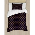 thumbnail image 1 of Fleur De Lis Duvet Cover Set Twin Size, Floral Pattern with Pointed Buds and Curved Leaves Ancient Western Motifs, Decorative 2 Piece Bedding Set with 1 Pillow Sham, Indigo Orange, by Ambesonne, 1 of 3