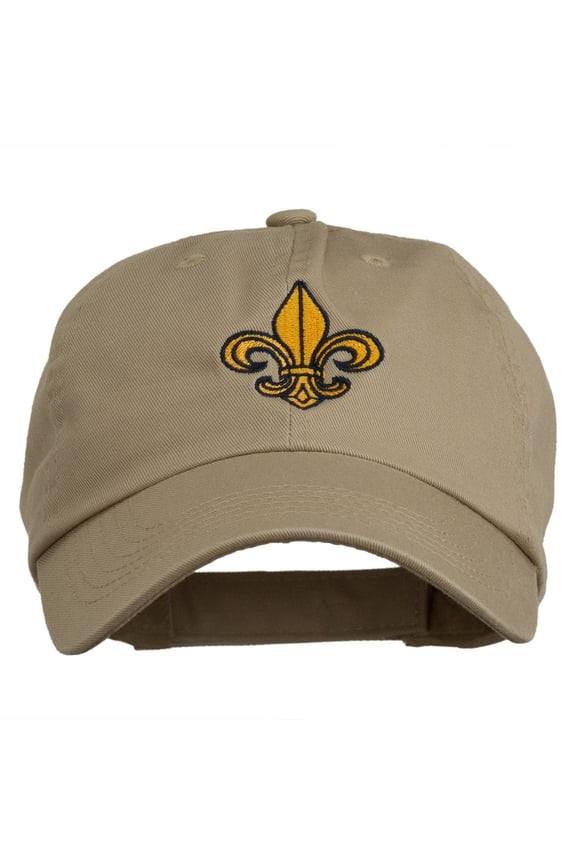 Fleur De Lis Embroidered Pet Spun Cap - Khaki OSFM