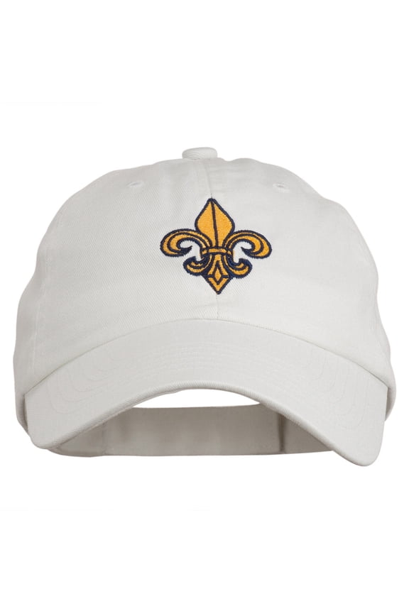 Fleur De Lis Embroidered Pet Spun Cap - White OSFM