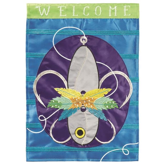 Fleur De Lis Fishing Lure Garden Flag - Large