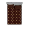thumbnail image 1 of Fleur De Lis Fitted Sheet & Pillow Sham Set, French Pattern European Culture Theme Abstract Vintage Renaissance, Decorative Printed 6 Piece Bedding Decor Set, Full, Burgundy Earth Yellow, by Ambesonne, 1 of 3