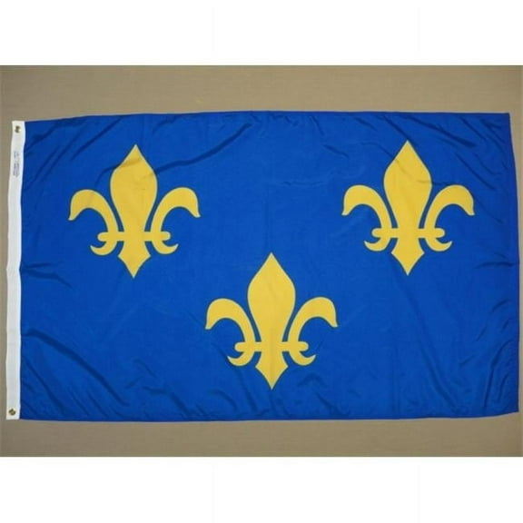 Fleur De Lis Flag, Blue with Three Gold Fleurs Nyl-Glo-3 ft. X 5 ft.