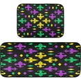 thumbnail image 1 of Fleur De Lis Flowers Kitchen Mats Mardi Gras Kitchen Rugs Runner Laundry Rug Non Slip Floor Door Mats Soft Doormats Carpet Home Decor Set of 2, 1 of 6