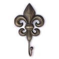 thumbnail image 1 of Fleur De Lis French Flower Single Wall Hook Antiqued Brass Finish, 1 of 1