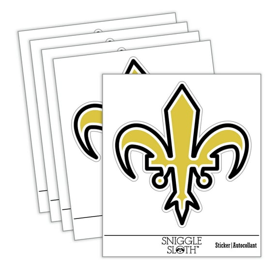 Fleur De Lis French Mardi Gras Outline Car Window Bumper Water Bottle Phone Tablet Laptop Waterproof Vinyl Decal Sticker Set 5-Pack - Gloss Finish - 5.0"