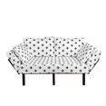 thumbnail image 1 of Fleur De Lis Futon Couch, Pointed Leaves with Monochrome Design Abstract Classical Ornamental Pattern, Daybed with Metal Frame Upholstered Sofa for Living Dorm, Loveseat, Black White, by Ambesonne, 1 of 4
