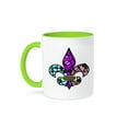 thumbnail image 1 of 3dRose, Fleur De Lis In Hot Pink Peach n Aqua, 11oz Two-Tone Green Mug, 1 of 3