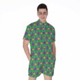 thumbnail image 1 of Fleur-De-Lis Mardi Gras Pattern Short Sleeve Men'S Rompers, Mardi Gras Casual Summer Jumpsuits Outfit, 1 of 4