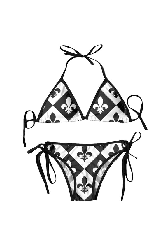 Fleur De Lis Mujer Women Swimwear Summer Beachwear Bathing Bikinis Sets Swimsuit 2024