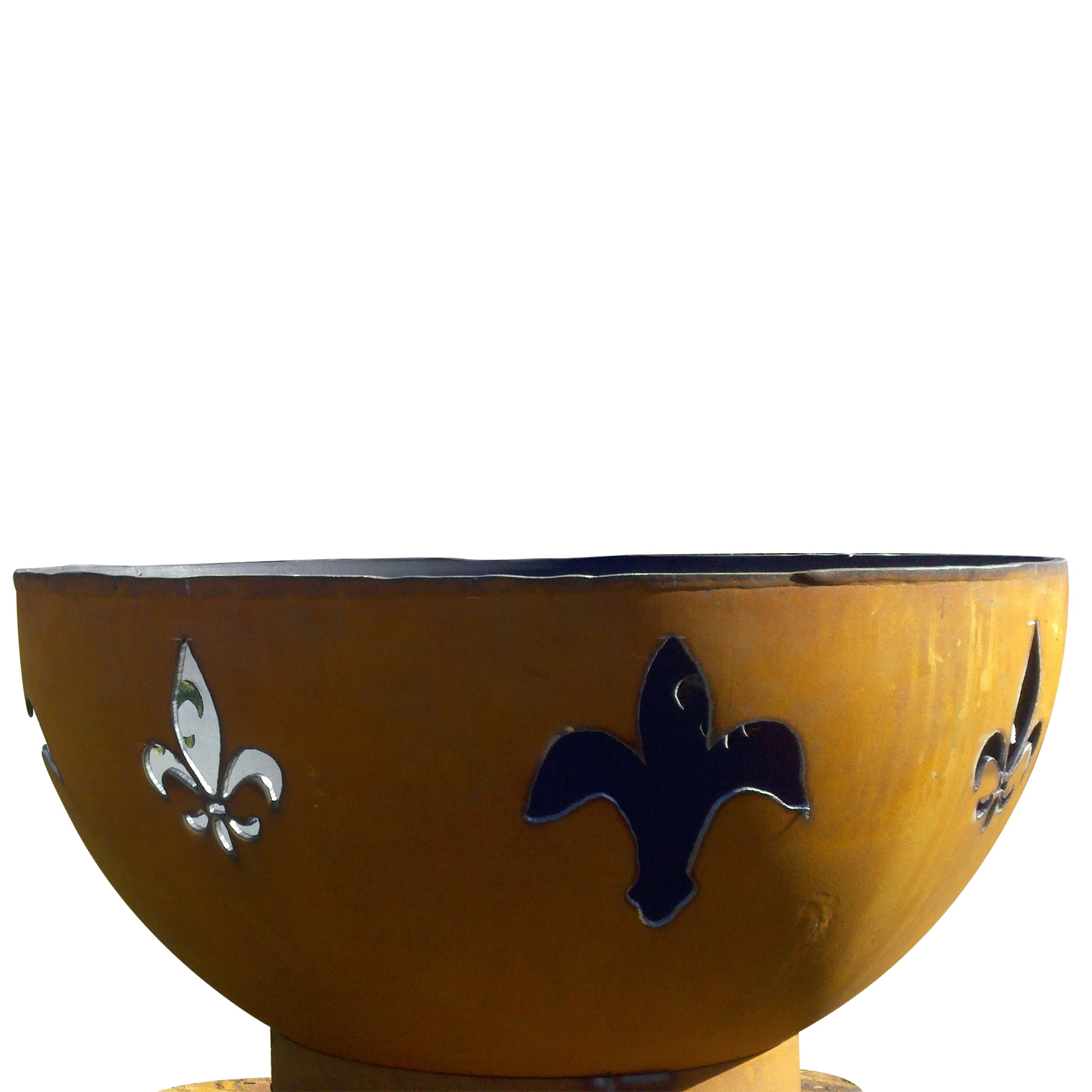 Fleur De Lis Natural Gas Fire Pit Bowl Outdoor Patio Furniture Steel Firepit Iron Oxide Finish Includes Brass Burner Electronic Ignition 50lbs Lava Rock Flex Line Kit Plate and Heat Shield